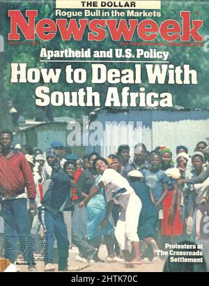 Newsweek couvre 11 mars, 1985Apartheid et US Policy, Comment traiter avec l'Afrique du Sud Banque D'Images