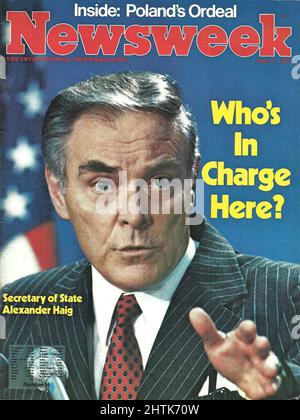 Couverture de Newsweek 6 avril 1981 Secrétaire d'Etat Alexander Haig à l'intérieur: L'épreuve de la Pologne Banque D'Images