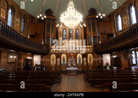 La Cathédrale de la Sainte famille, auparavant Cathédrale catholique ukrainienne de la Sainte famille en exil, est la Cathédrale de l'Eparchy catholique ukrainienne de la Sainte famille de Londres Banque D'Images