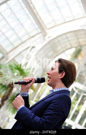 Vienne, Autriche. 10th mai 2014. Europa Brunch de l'ÖVP (Parti populaire autrichien) au Palmenhaus de Vienne. L'image montre Sebastian Kurz, ministre fédéral de l'Europe, de l'intégration et des Affaires étrangères Banque D'Images