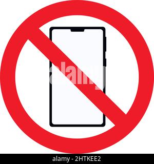 Zone exempte de smartphones, évitez le concept d'icône de démence numérique. Démence numérique, smartphone mobile gratuit, téléphone interdit, arrêter la communication en ligne, Illustration de Vecteur