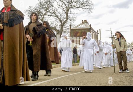 Semaine Sainte à Zamora, Espagne. Procession du Saint-Burial de Bercianos de Aliste Banque D'Images