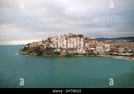 Vieille ville de Kavala, Grèce d'en haut Banque D'Images