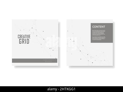 Définir le modèle de brochures vectorielles avec le design Connect. Motif technologique abstrait, points composés et arrière-plan de lignes Illustration de Vecteur