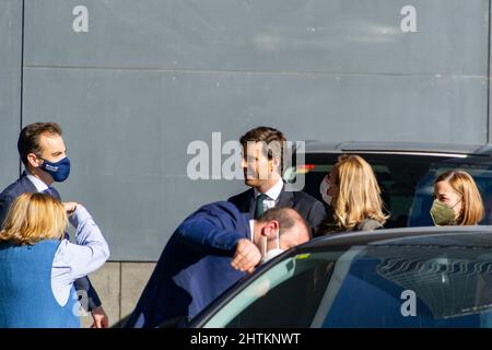 Pablo Montesinos Aguayo, membre du Congrès des députés d'Espagne lors d'une conférence de presse, en Espagne. Politicien espagnol du Parti populaire, PP. Banque D'Images