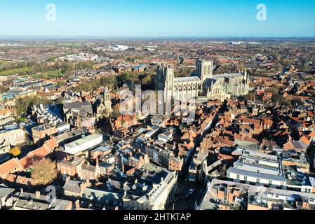 Vue aérienne sur le centre-ville de York et la cathédrale de York Banque D'Images