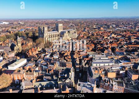 Vue aérienne sur le centre-ville de York et la cathédrale de York Banque D'Images