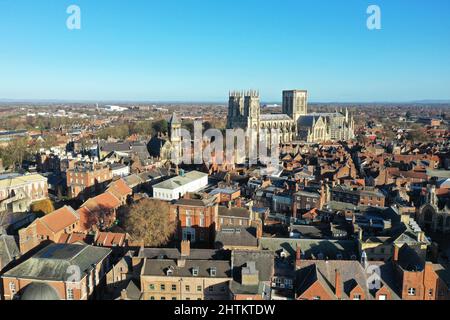 Vue aérienne sur le centre-ville de York et la cathédrale de York Banque D'Images