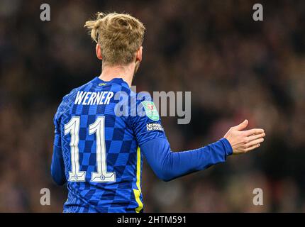 27 février 2022 - Chelsea / Liverpool - Carabao Cup - final - Wembley Stadium Timo Werner lors de la finale de la Carabao Cup au stade Wembley. Crédit photo : © Mark pain / Alamy Live News Banque D'Images