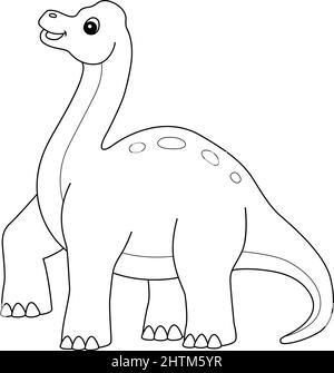 Brachiosaurus coloriage isolé page pour enfants Illustration de Vecteur