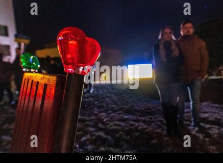Usti nad Labem, République tchèque. 01st mars 2022. Étudiants de la Faculté de Philosophie, Université de Jan Evangelista Purkyne à Usti nad Labem (UJEP), manifestation de protestation pour montrer le soutien aux étudiants et aux universitaires ukrainiens et condamnation de l'agression russe a eu lieu à Usti nad Labem, République Tchèque, le mardi 1st mars 2022. Crédit : Vojtech Hajek/CTK photo/Alay Live News Banque D'Images