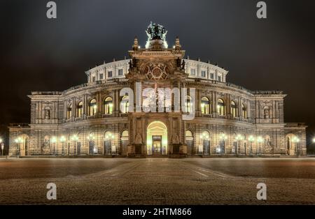 Semperoper Opéra d'Etat Saxon. Dresde, Allemagne Banque D'Images