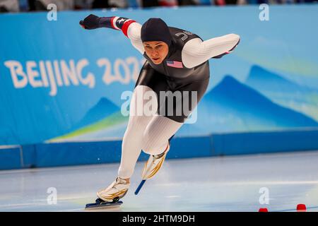 Brittany Bowe (USA), 17 FÉVRIER 2022 - Patinage de vitesse : les femmes 1000m lors des Jeux Olympiques d'hiver de Beijing 2022 à l'Oval i de patinage de vitesse national Banque D'Images