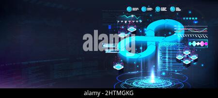 Bannière futuriste DevOps Process Illustration de Vecteur