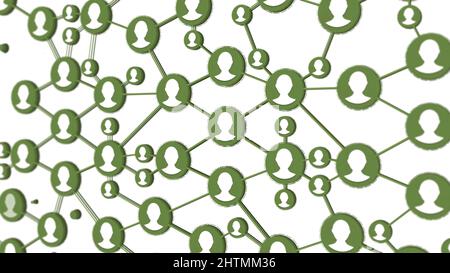 Animation de connexion sociale.Icônes de personnes liées à un groupe sur fond noir. Banque D'Images