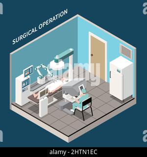 Chirurgie robotique concept isométrique avec symboles d'opération chirurgicale illustration vectorielle Illustration de Vecteur