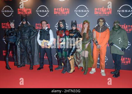 Rome, Italie. 01st mars 2022. Les personnages du film assistent au tapis rouge de la première du film The Batman au cinéma Space Moderno. (Photo de Mario Cartelli/SOPA Images/Sipa USA) crédit: SIPA USA/Alay Live News Banque D'Images