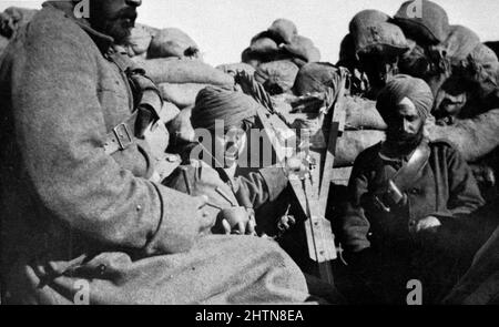 Soldats indiens de la brigade indienne de 29th dans les tranchées de Gallipoli pendant la première Guerre mondiale. Banque D'Images