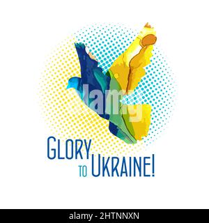 Gloire à l'Ukraine. Résumé la paix colombe bleu et jaune . Pas de guerre. Illustration vectorielle Illustration de Vecteur