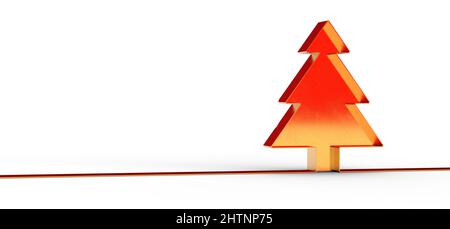 3D réalisation d'un arbre de Noël simple isolé sur fond blanc Banque D'Images