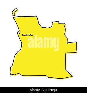 Carte simple de l'Angola avec la capitale. Lignes stylisées minimalistes Illustration de Vecteur