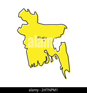 Carte simple du Bangladesh avec capitale. Lignes stylisées minimalistes Illustration de Vecteur