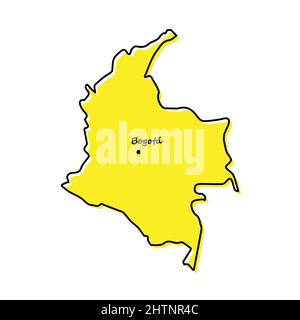 Plan simple de la Colombie avec la capitale. Lignes stylisées minimalistes Illustration de Vecteur