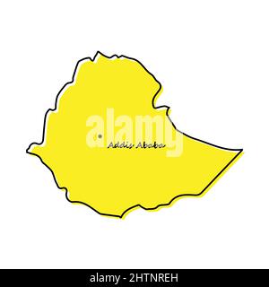 Carte simple de l'Ethiopie avec la capitale. Lignes stylisées minimalistes Illustration de Vecteur