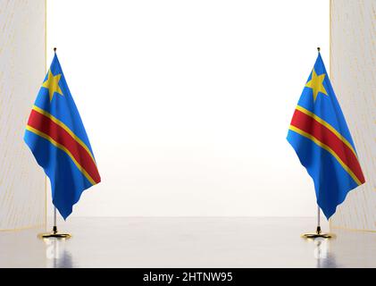 Frontière avec le drapeau national de la République démocratique du Congo. Éléments de modèle pour votre certificat et votre diplôme. Orientation horizontale. 3D illust Banque D'Images