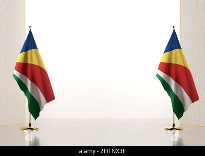 Frontière avec le drapeau national des Seychelles. Éléments de modèle pour votre certificat et votre diplôme. Orientation horizontale. 3D illustration. Banque D'Images
