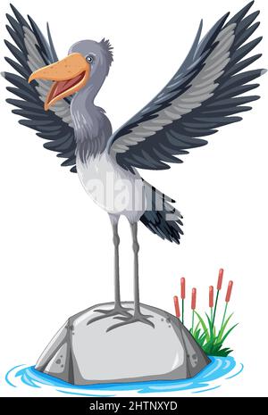 Shoebill stok sur l'illustration du rock Illustration de Vecteur