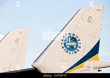 Photo du dossier datée du 3 août 2020 d'un Antonov 225 Mirya. L'Antonov AN-225, le plus grand avion du monde, a été détruit par la Russie, a déclaré dimanche les autorités ukrainiennes. « Il s’agit du plus grand avion au monde, LE « Mriya » (en ukrainien) an-225 », a déclaré le ministre ukrainien des Affaires étrangères Dmytro Kuleba dans une déclaration sur Twitter. Photo de Thomas Arnoux/ABACAPRESS.COM Banque D'Images