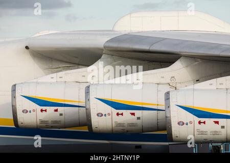 Photo du dossier datée du 3 août 2020 d'un Antonov 225 Mirya. L'Antonov AN-225, le plus grand avion du monde, a été détruit par la Russie, a déclaré dimanche les autorités ukrainiennes. « Il s’agit du plus grand avion au monde, LE « Mriya » (en ukrainien) an-225 », a déclaré le ministre ukrainien des Affaires étrangères Dmytro Kuleba dans une déclaration sur Twitter. Photo de Thomas Arnoux/ABACAPRESS.COM Banque D'Images