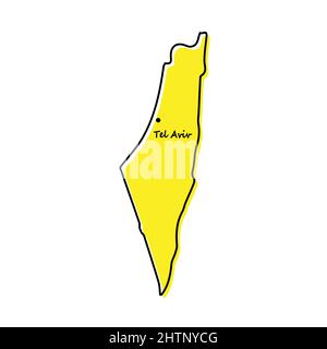 Carte simple d'Israël avec emplacement de la capitale. Lignes stylisées minimalistes Illustration de Vecteur