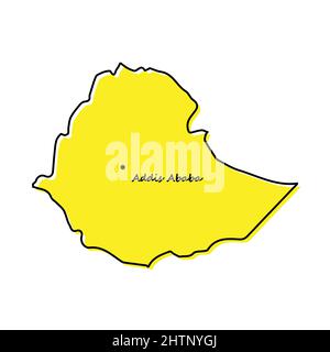 Carte simple de l'Ethiopie avec la capitale. Lignes stylisées minimalistes Illustration de Vecteur