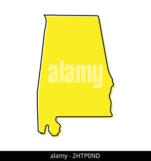 Carte simple de l'Alabama est un état des États-Unis. Lignes stylisées minimalistes Illustration de Vecteur