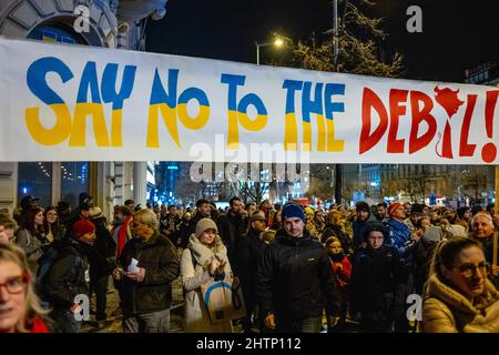 Place Venceslas, Prague, République tchèque. Profitez d'un concert pour l'Ukraine. Mars 01. 2022. Banque D'Images