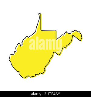 Carte simple de la Virginie-Occidentale est un état des États-Unis. Lignes stylisées minimalistes Illustration de Vecteur