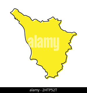 Carte simple de la Toscane est une région de l'Italie. Lignes stylisées minimalistes Illustration de Vecteur