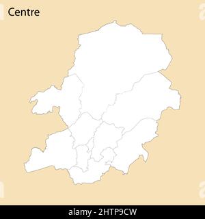 Carte de haute qualité de la région Centre est une province du Cameroun, avec des frontières des districts Illustration de Vecteur