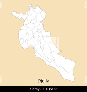 Carte de haute qualité de Djelfa est une province d'Algérie, avec des frontières des districts Illustration de Vecteur