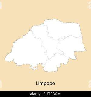 Carte de haute qualité de Limpopo est une région de l'Afrique du Sud, avec des frontières des districts Illustration de Vecteur