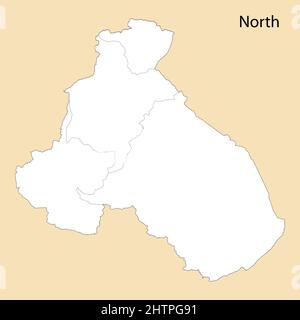 Carte de haute qualité de la région Nord est une province du Cameroun, avec des frontières des districts Illustration de Vecteur