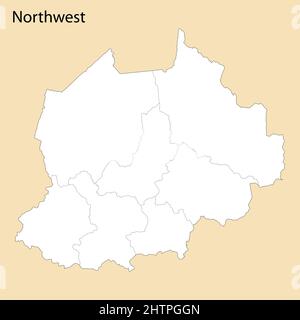 Carte de haute qualité de la région du Nord-Ouest est une province du Cameroun, avec les frontières des districts Illustration de Vecteur