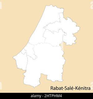 Carte de haute qualité de Rabat-sale-Kenitra est une province du Maroc, aux frontières des districts Illustration de Vecteur