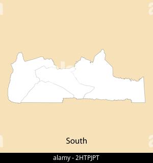 Carte de haute qualité de la région Sud est une province du Cameroun, avec des frontières des districts Illustration de Vecteur