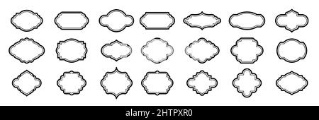 Cadres vintage simples, décors rétro noirs. Élégant contour des étiquettes victoriennes de différentes formes avec vignette et classique desig Illustration de Vecteur