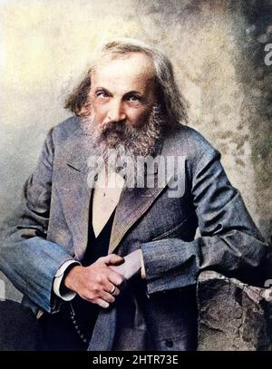 Portrait de Dimitri Ivanovitch Mendeleïev , Mendeliev (ou Dmitri Mendeleev, 1834-1907) : chimiste russe Banque D'Images