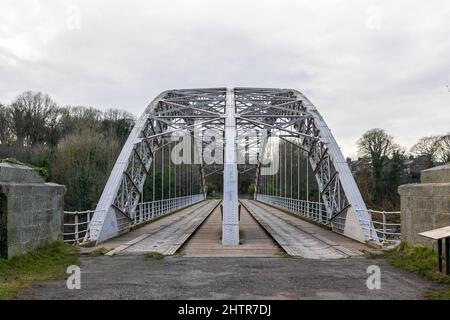 Wylam, Northumberland, Angleterre : 8th février 2022 : pont de la banque Hagg sur la rivière Tyne Banque D'Images