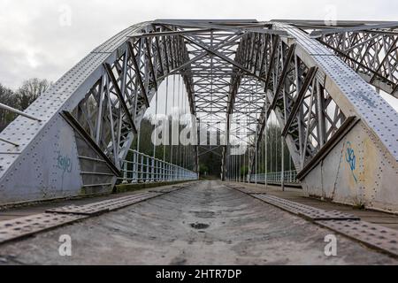 Wylam, Northumberland, Angleterre : 8th février 2022 : pont de la banque Hagg sur la rivière Tyne Banque D'Images